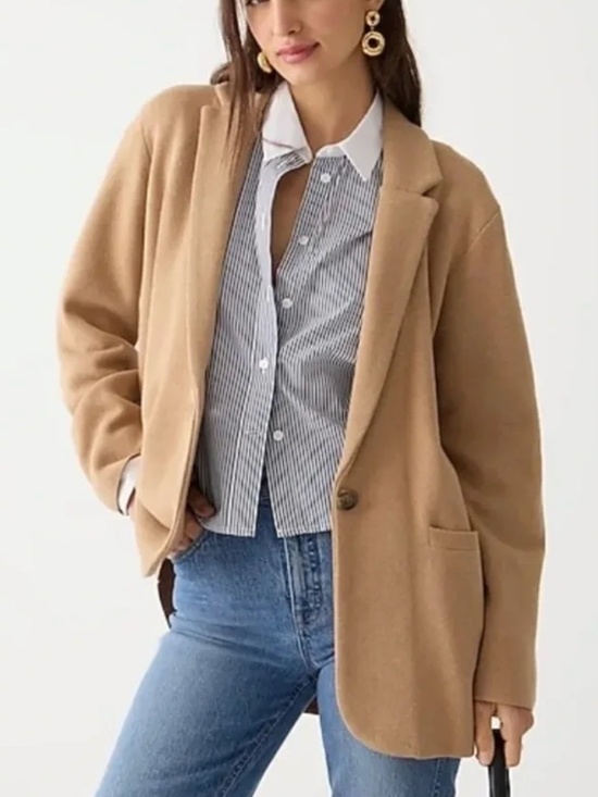 J. Crew Factory Jackets & Blazers - J. Crew Cecile Relaxed sweater-Blazer in Camel - M 🌟